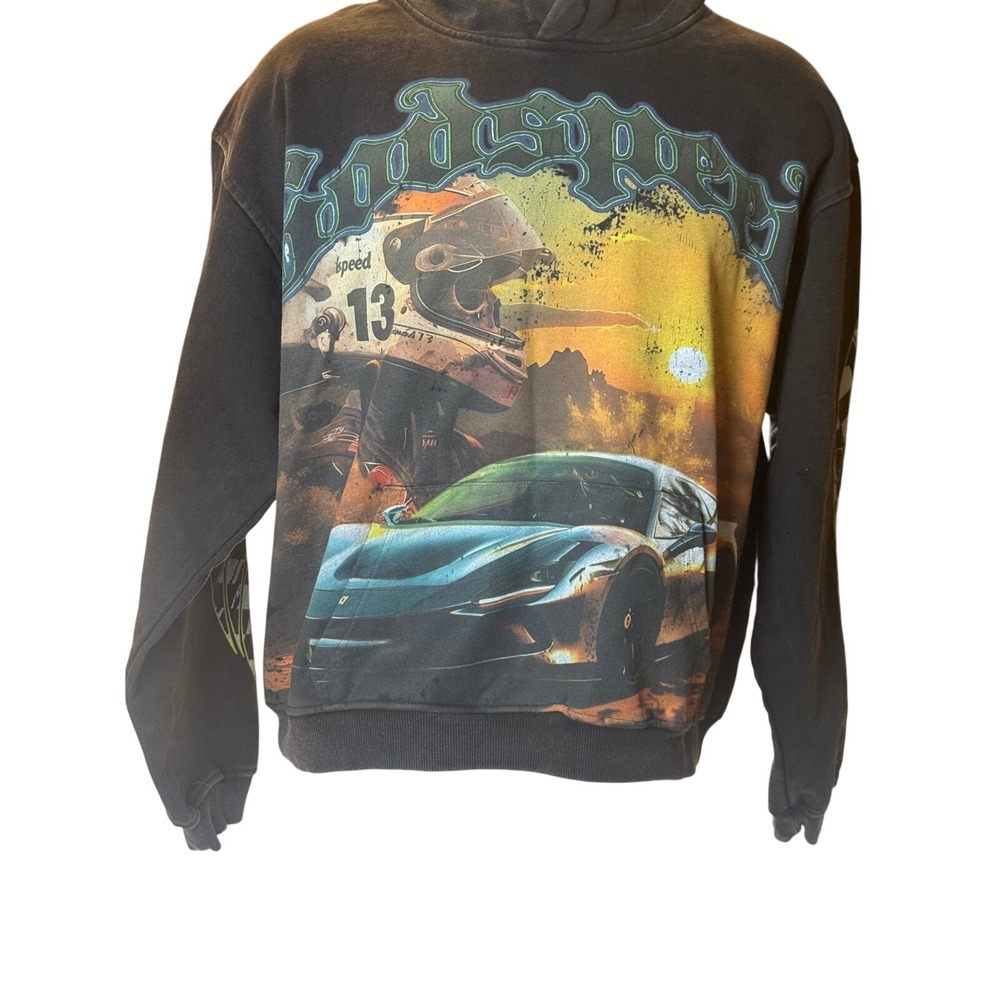 Godspeed Racing Hoodie Black Limited Edition 203 of 333 Car Skull Graphic Mens